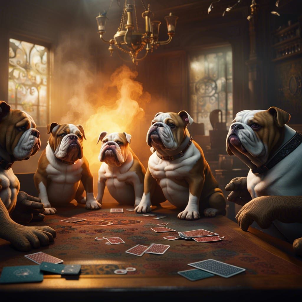 Bulldogs playing cards