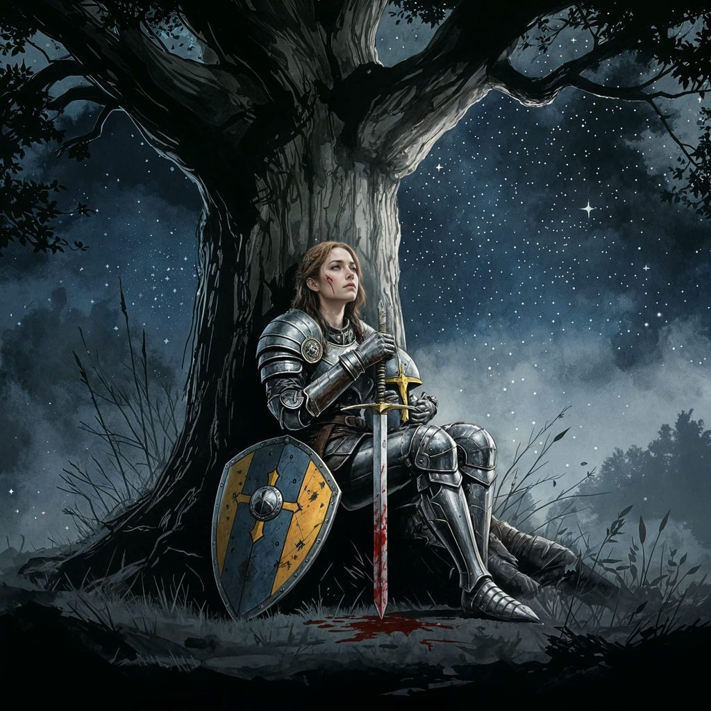 Tired Warrior in Starry Night Plate Armor