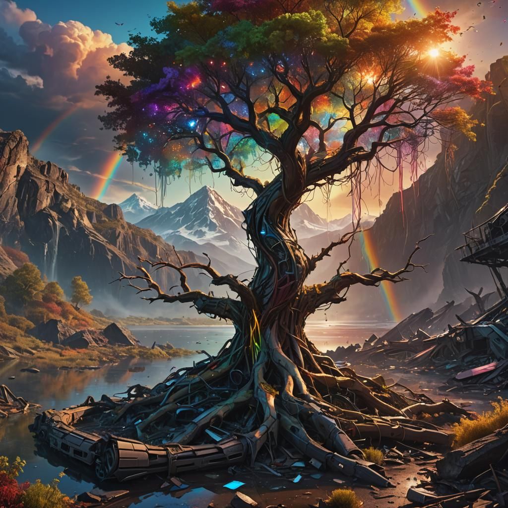 Rainbow Tree Sprouts from Spaceship Wreckage