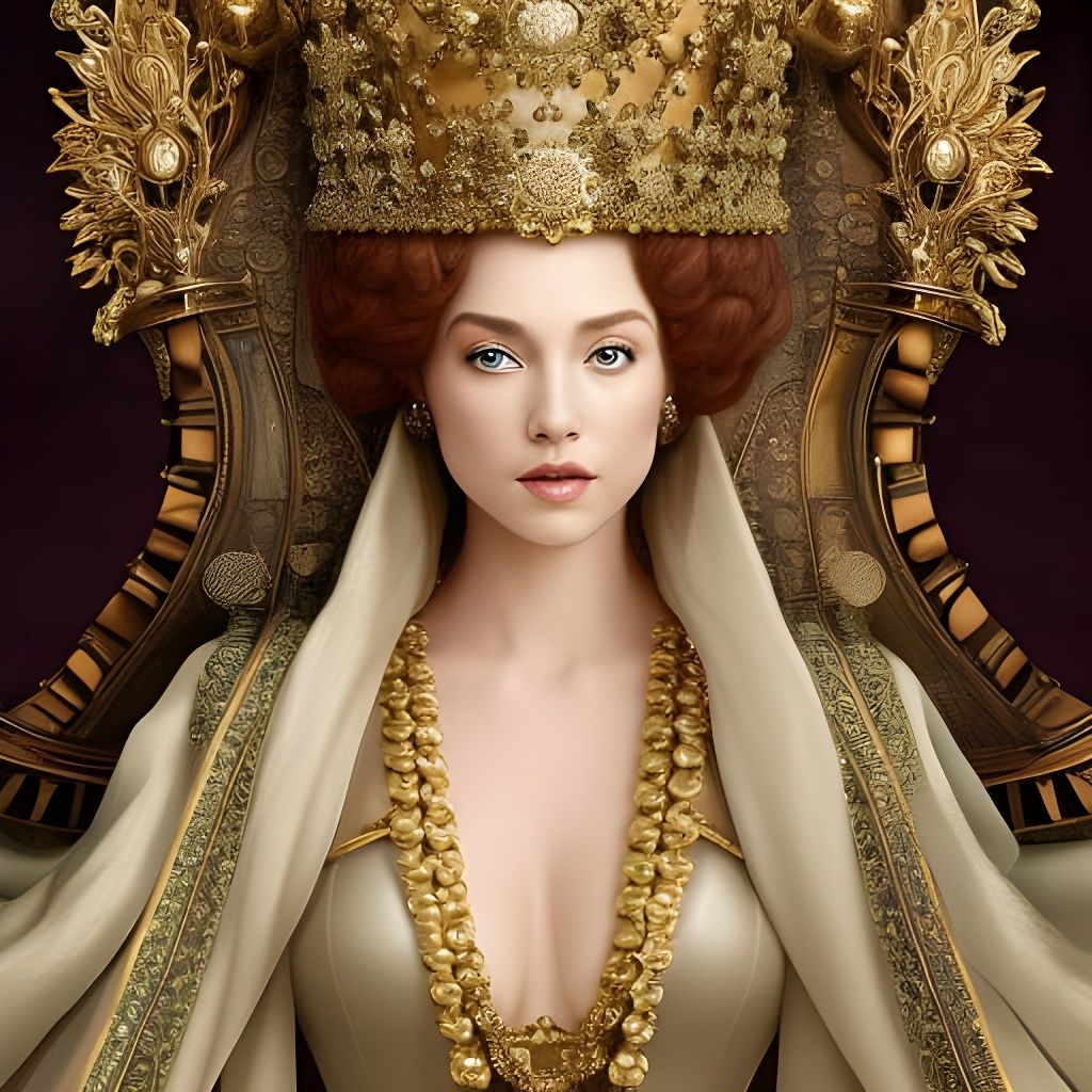 Queen on Throne: Elaborate Fantasy Portrait