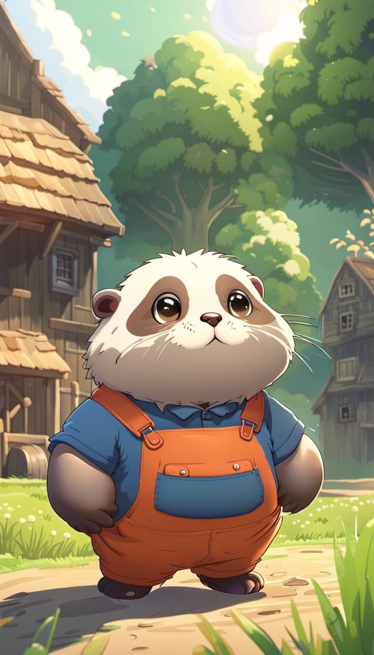 Chibi Otter Farmer in Stoic Village, 3D Anime
