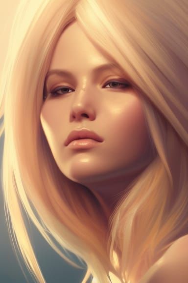 Dynamic Portrait of Blonde Woman in Art Nouveau Style