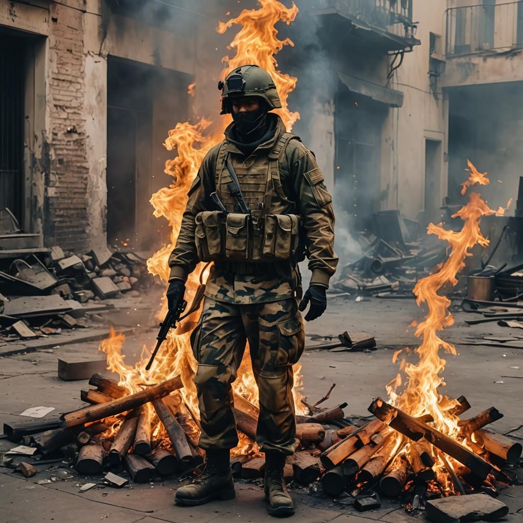 Soldier Before Fire: Video Noise and Street Art Fusion