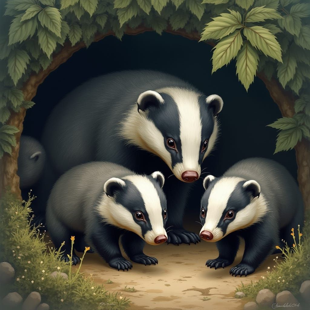 Badgers Emerge from Shadows in Lunar Glow