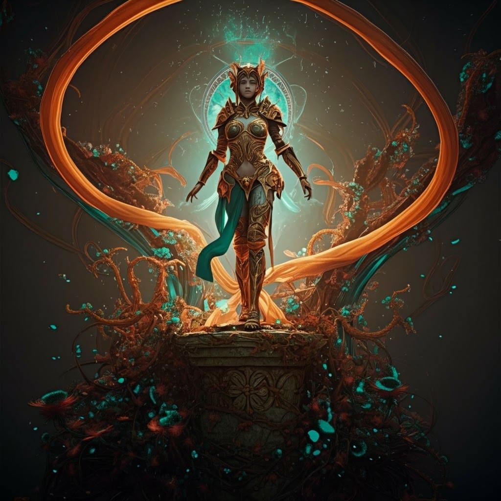 Mythological Warrior in Art Nouveau Style