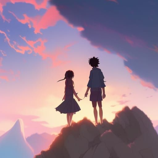 Dragon and Human Friends in Studio Ghibli Style