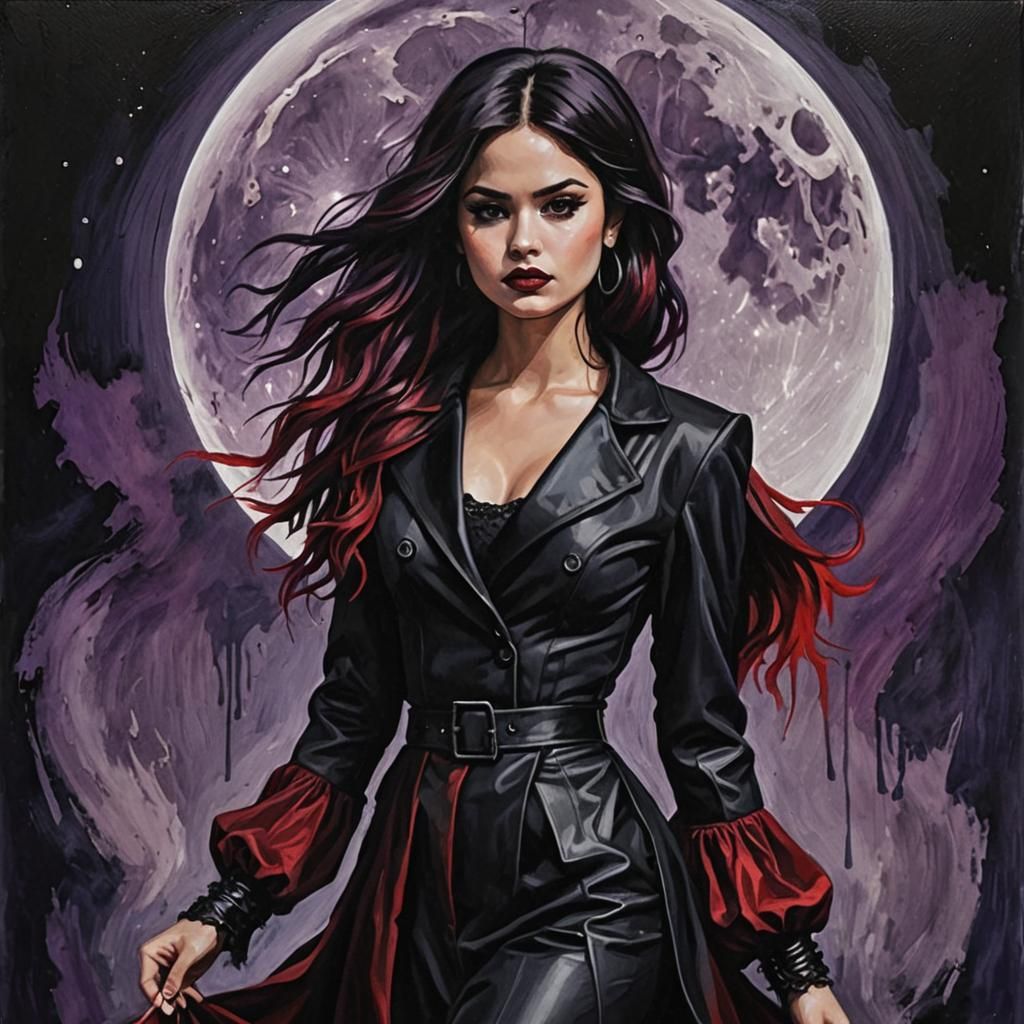 Gothic Victorian Woman in Painterly Oil Gouache