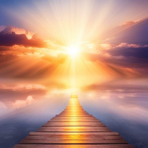 Heavenly Sunshine Beams Through Divine Soft Clouds