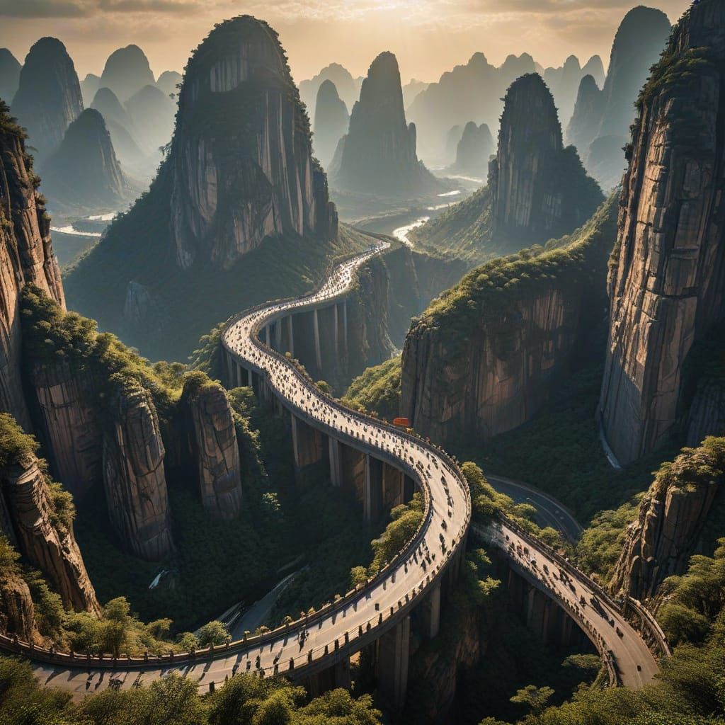 Tongtian Avenue: Panoramic View of Heaven's Gate in China