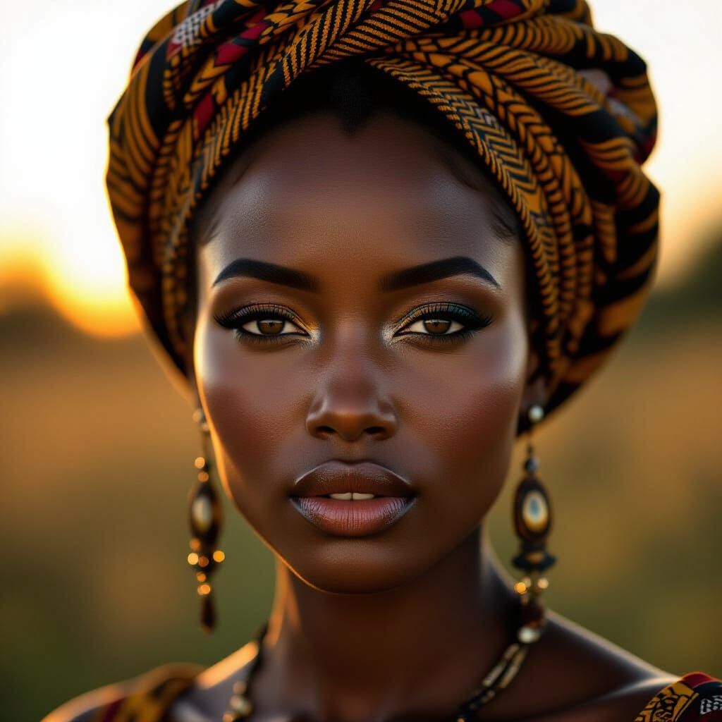 Stunning African Woman in Golden Hour Light