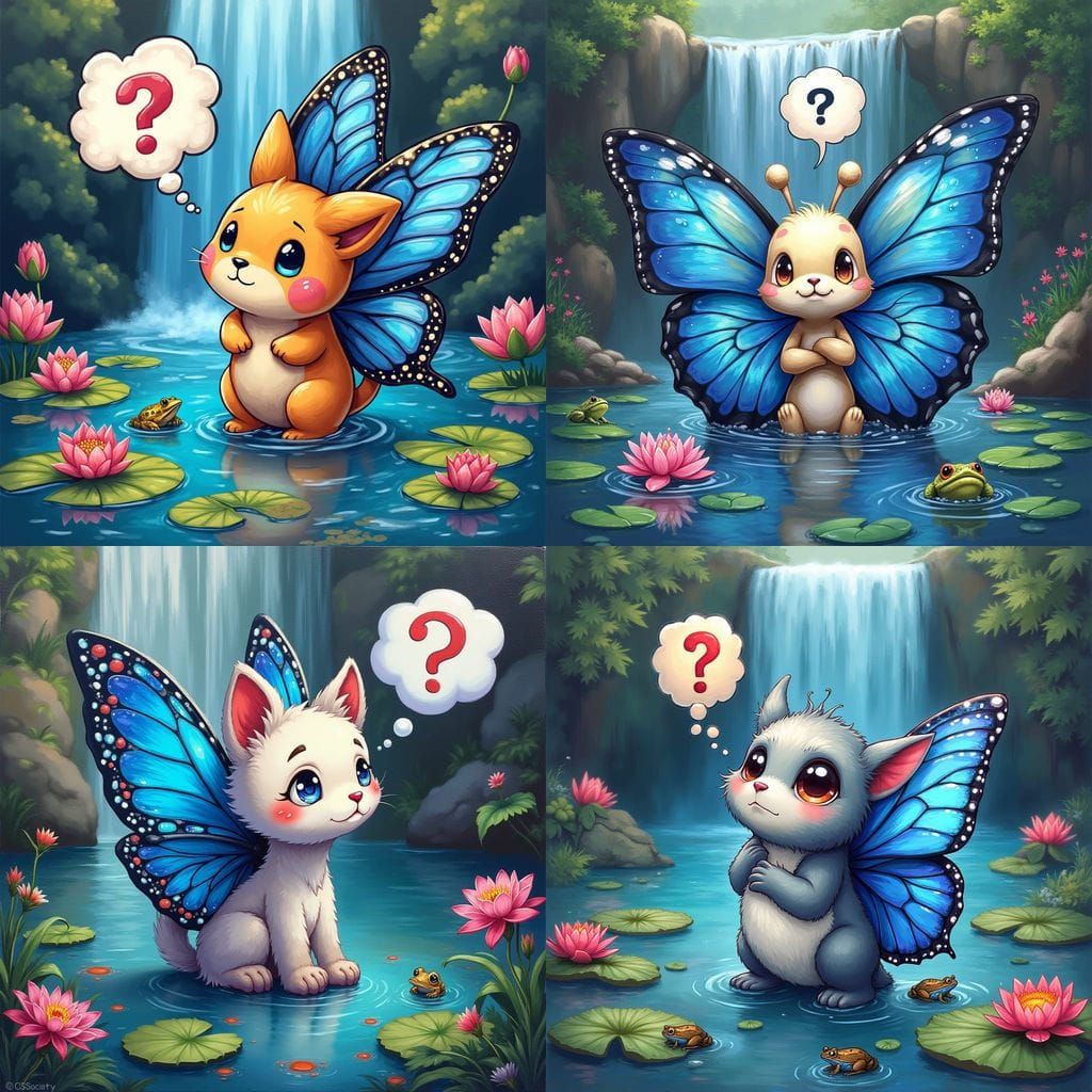 Confused Furry Creature with Butterfly Wings as Graffiti Art