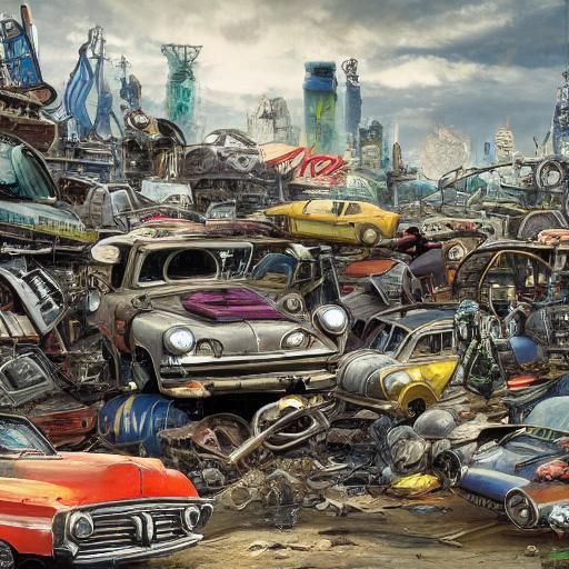 Detailed Futuristic Junkyard Digital Rendering