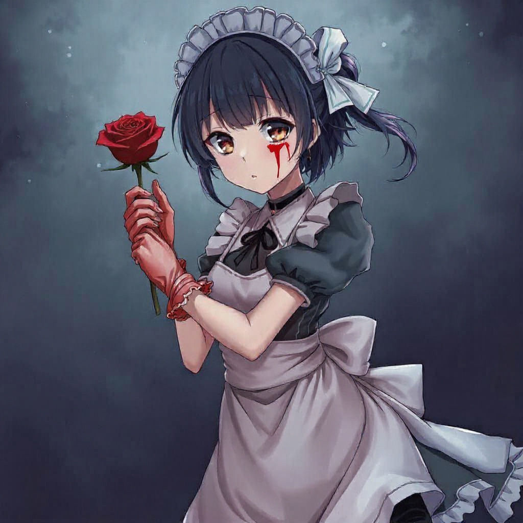 Yandere Anime Maid with Bloody Katana