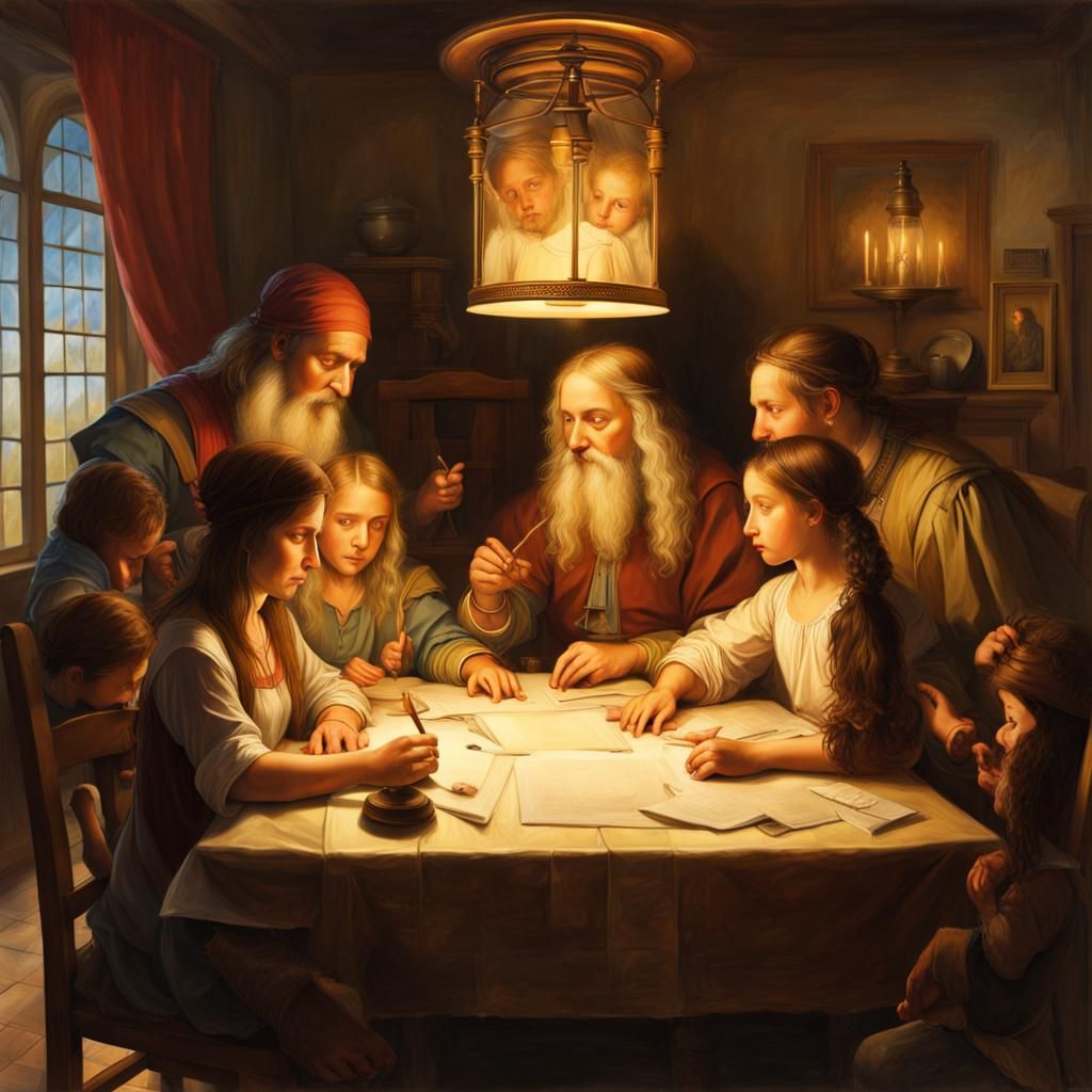 Renaissance Family Portrait with Lamp