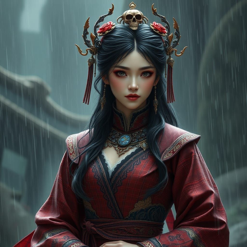 Beautiful Necromancer in Ornate Outfit