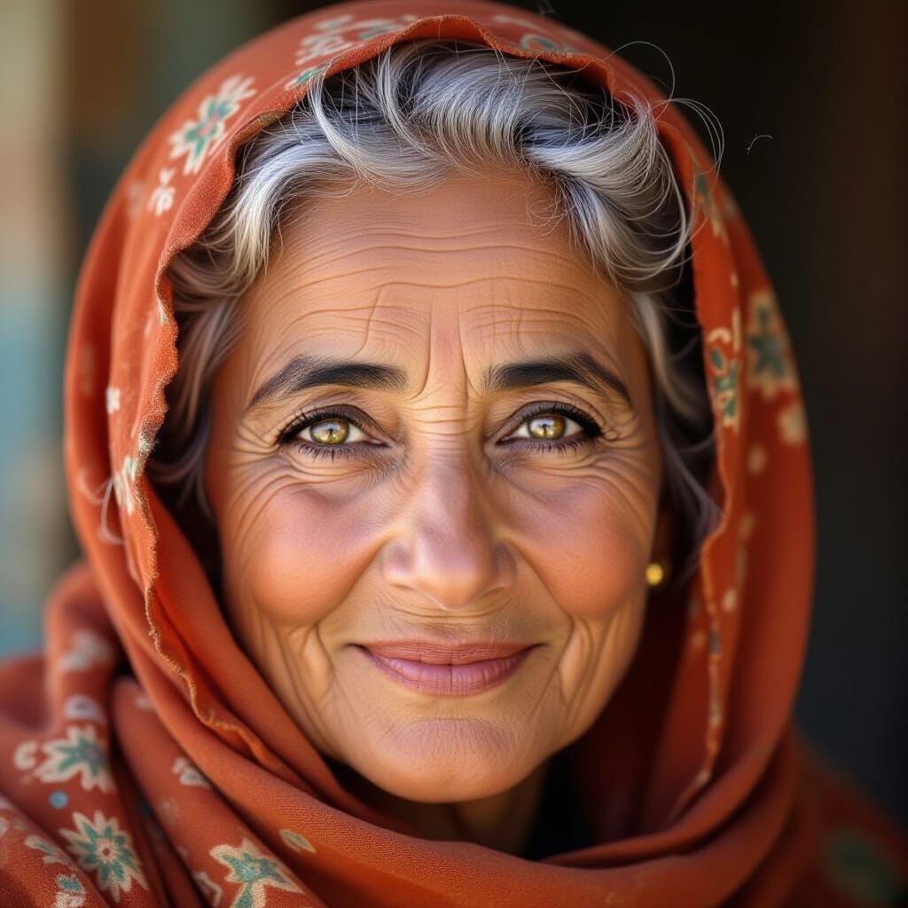 Middle Aged Egyptian Woman With Mischievous Smile