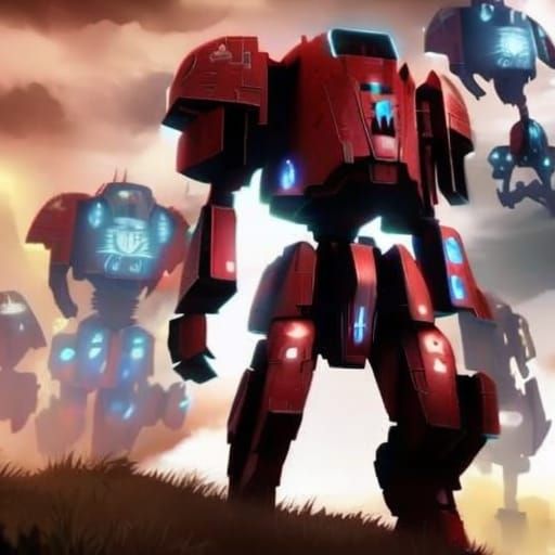 Mechwarrior in Lush Landscape: Digital Concept Art