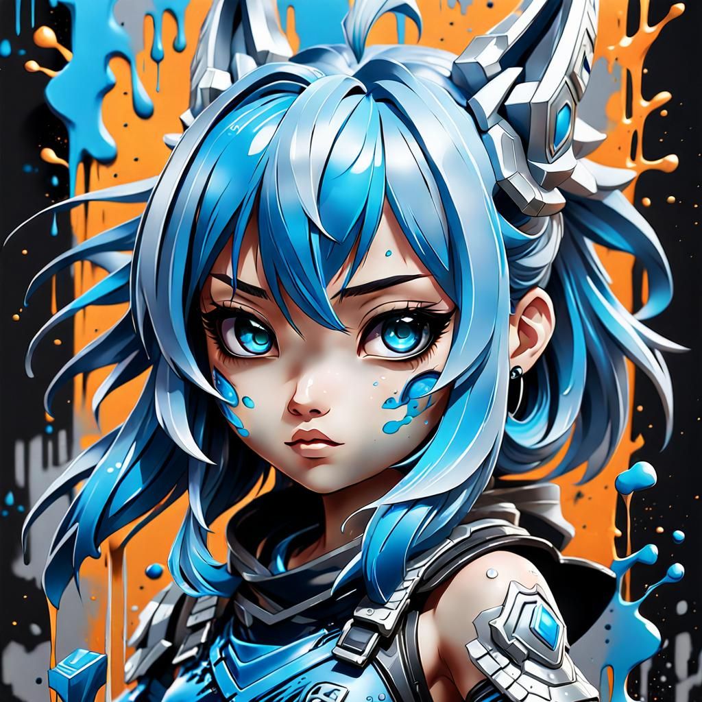 Pretty Chibi Warrior Girl in 3D Anime Style