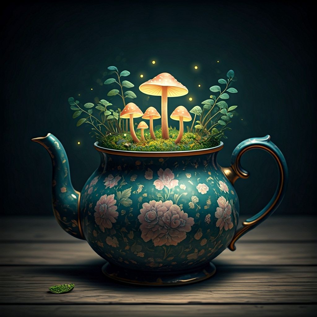 Glowing Forest Thrives Inside Vintage Teapot