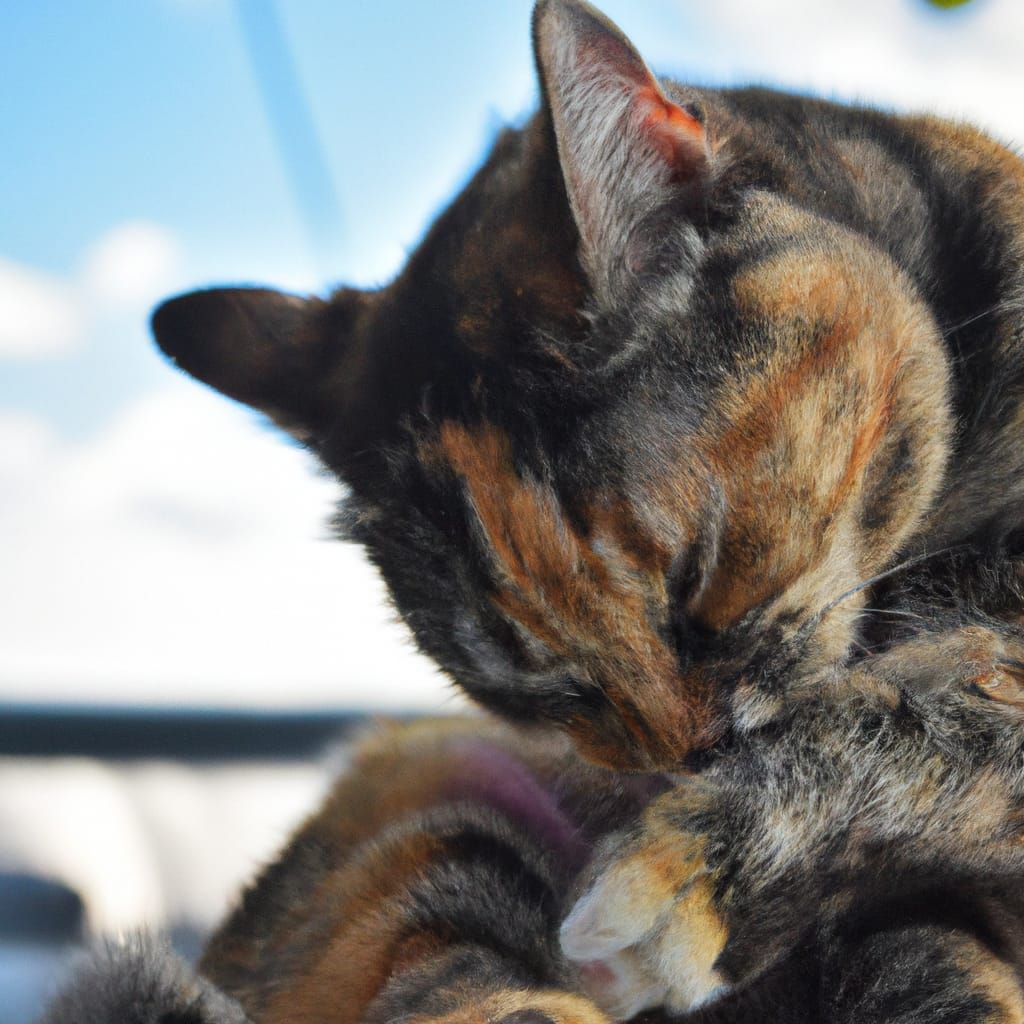 Torbie Cat Mid-Grooming