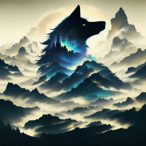 Detailed Wolf Matte Painting in Fantasy Style