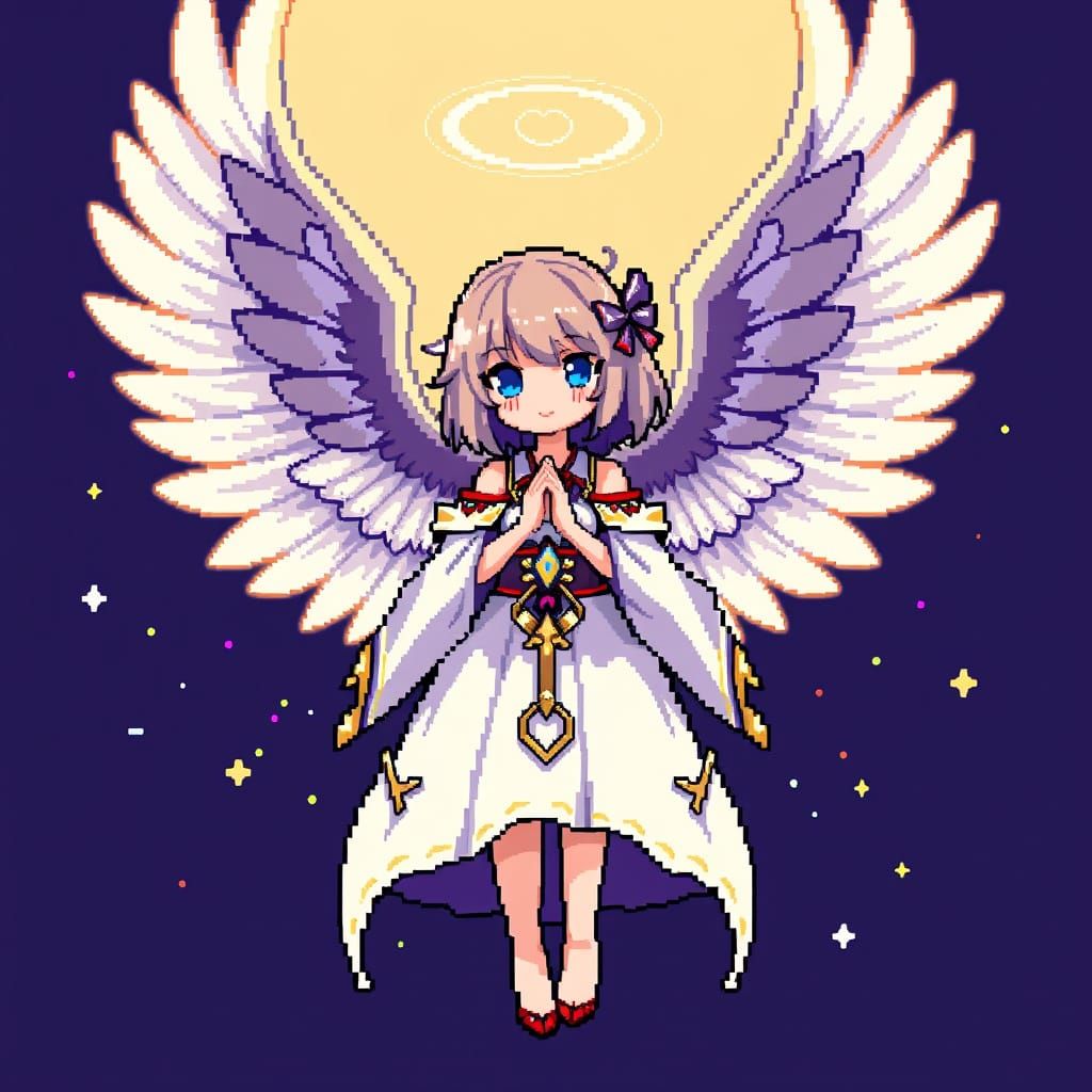 Pixel Art Angel in Anime Style