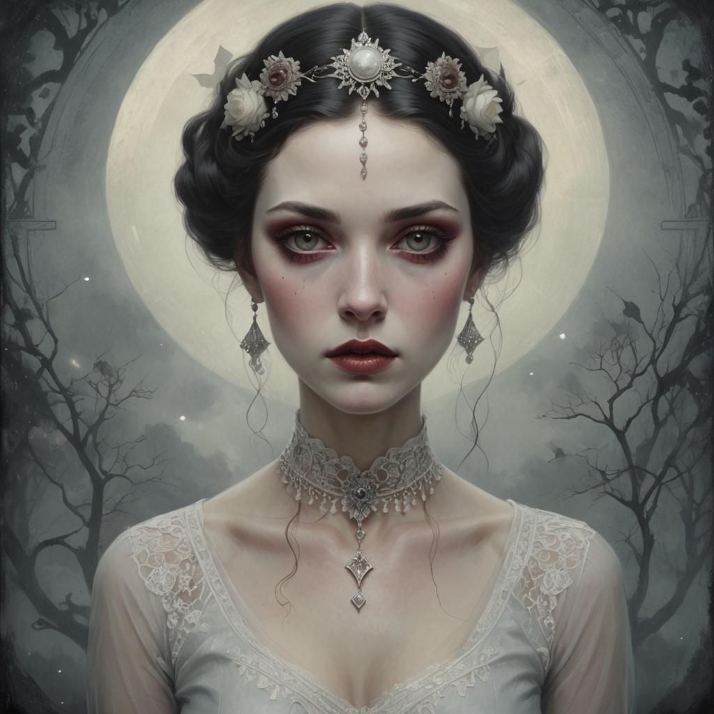 Ethereal Woman Portrait in Surrealist Style