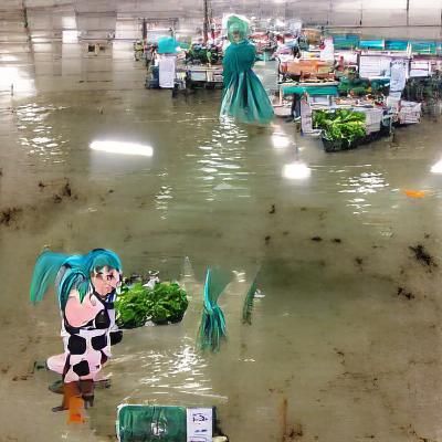 Underwater Farmer's Market with Anime Character