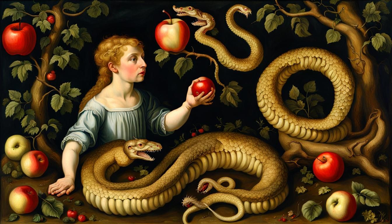 Eve and Serpent in Eden: Renaissance Style