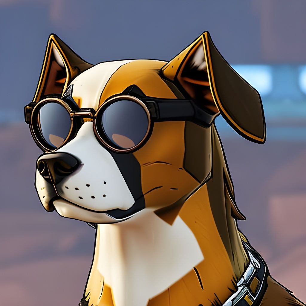 Anthro Dog Portrait in Borderlands Cel-Shaded Style