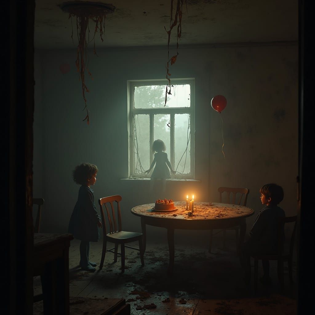 Eerie Birthday Party Frozen in Decaying Gothic House