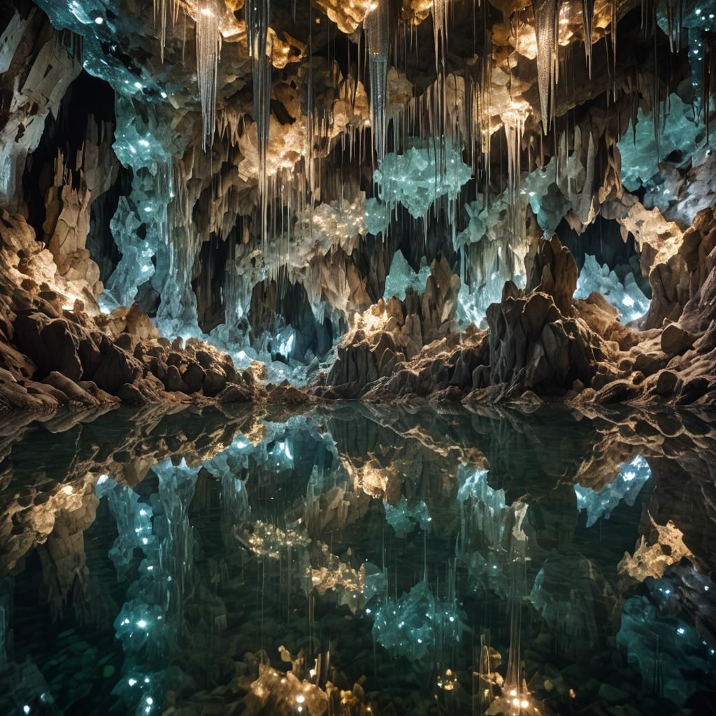 Sparkling Reflecting Lake in Crystal Cave Photograph