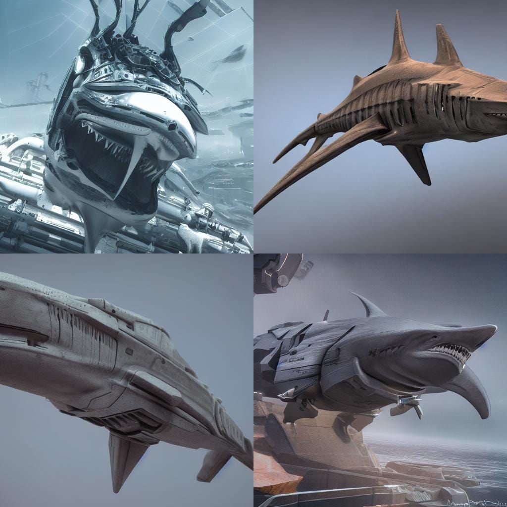 Futuristic Robotic Hammerhead Shark Arm in Sci-Fi Scene