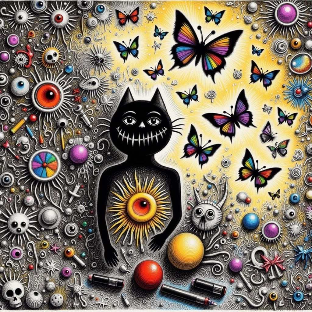 Whimsical Crayon Cat: An AI Art Creation