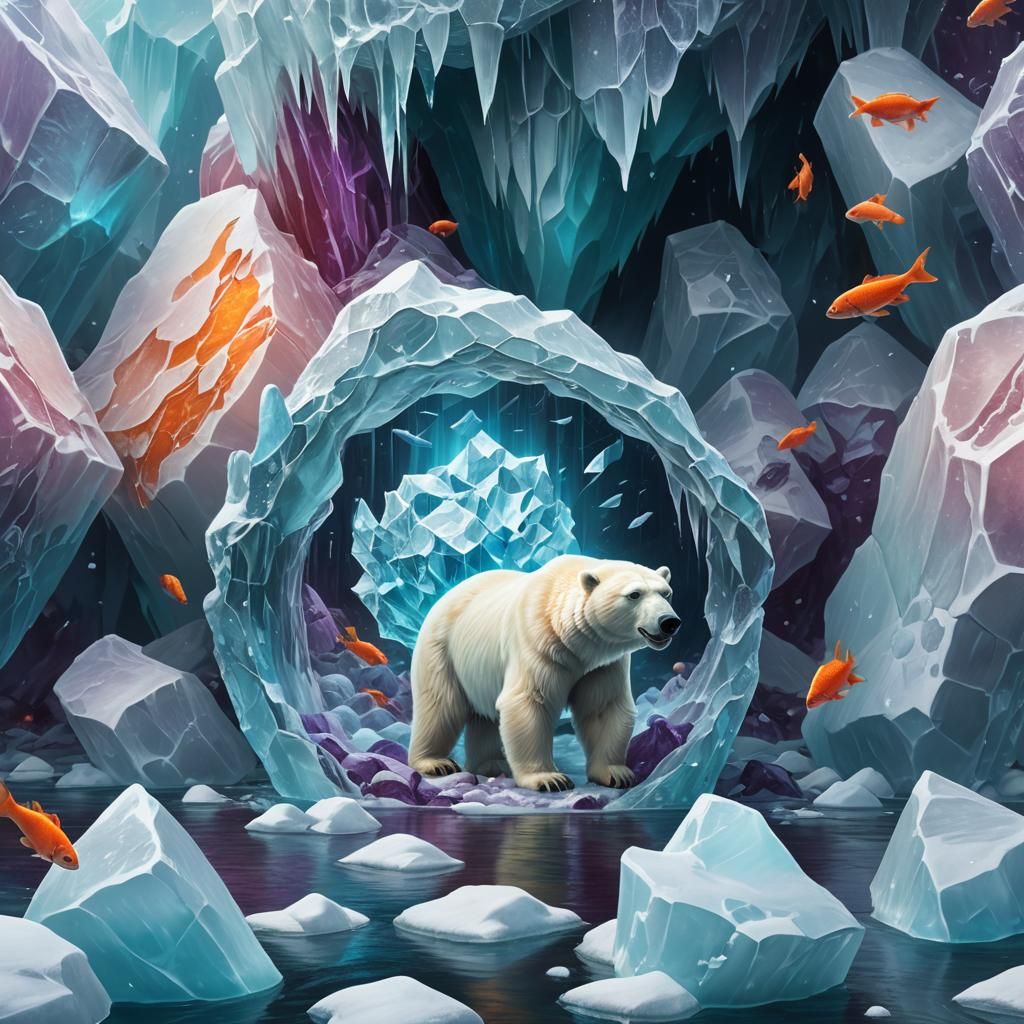 Polar Bear's Icy Hunt: A Frozen Concept Art