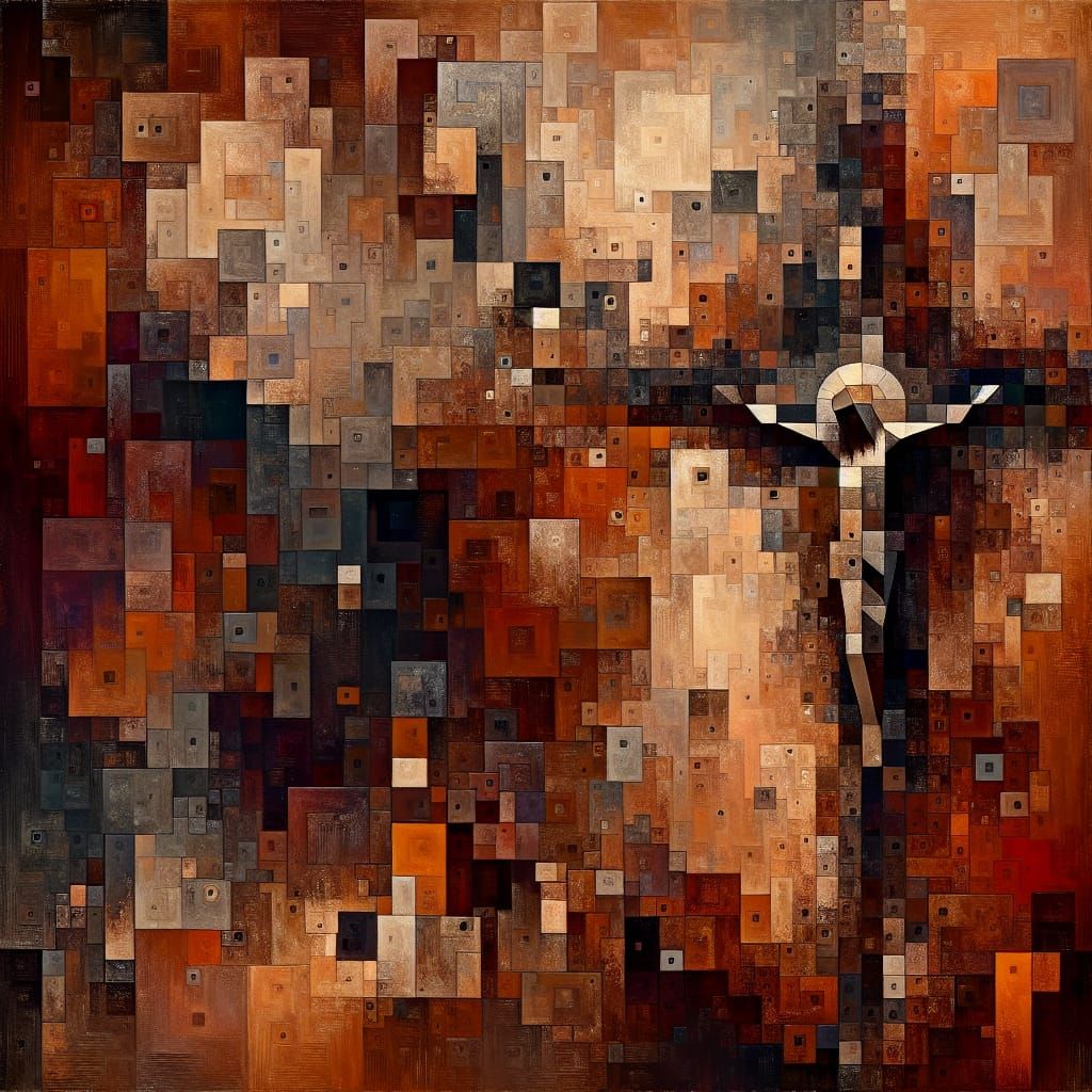 Sacred Geometry in Dark, Textured Abstraction