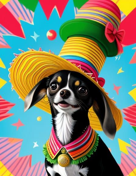 Chihuahua in Sombrero: Dr. Seuss Style Illustration