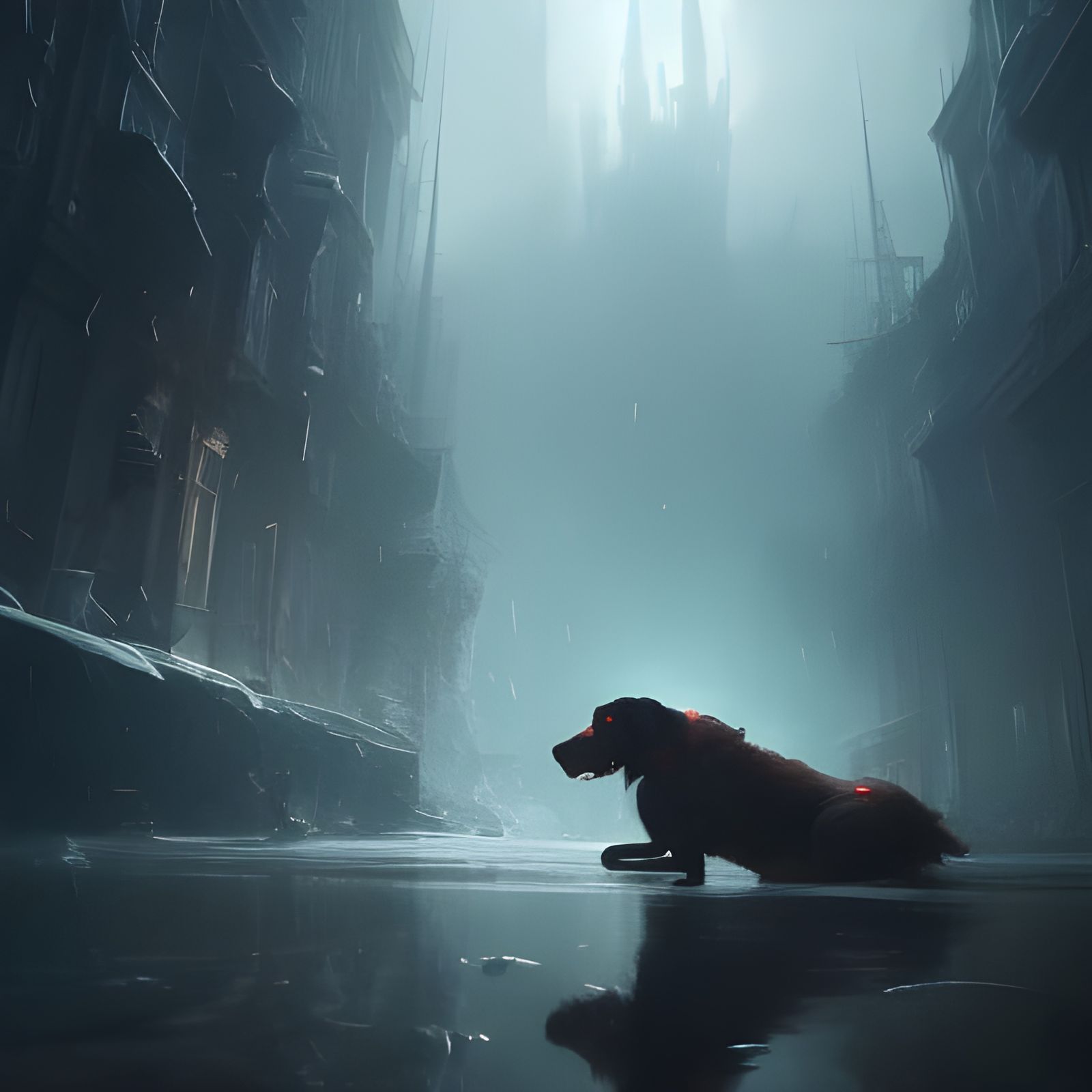 Detailed Dark Fantasy Dog in Animated GIF