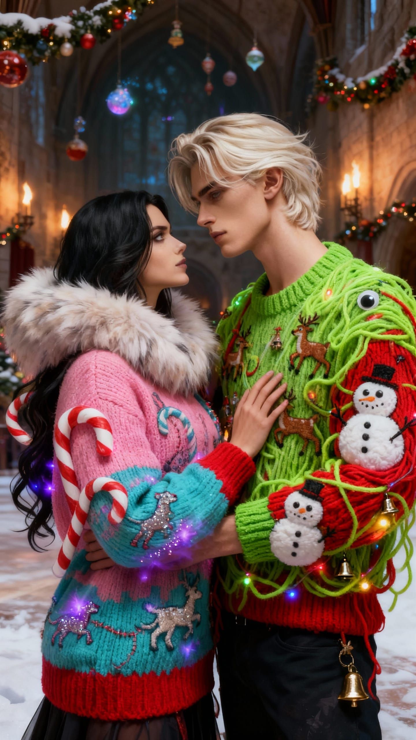 Loving Couple Merged in Romantic Embrace