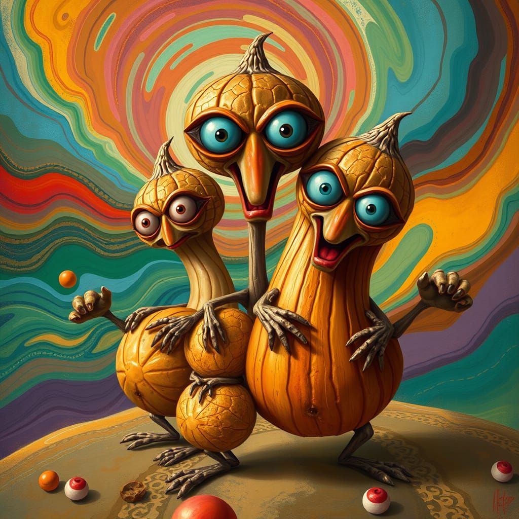 Surrealist Nuts in Whimsical Dreamscapes