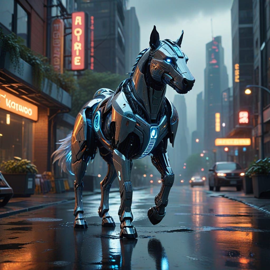 Cyborg Animals Assist Humans in Futuristic Metropolis