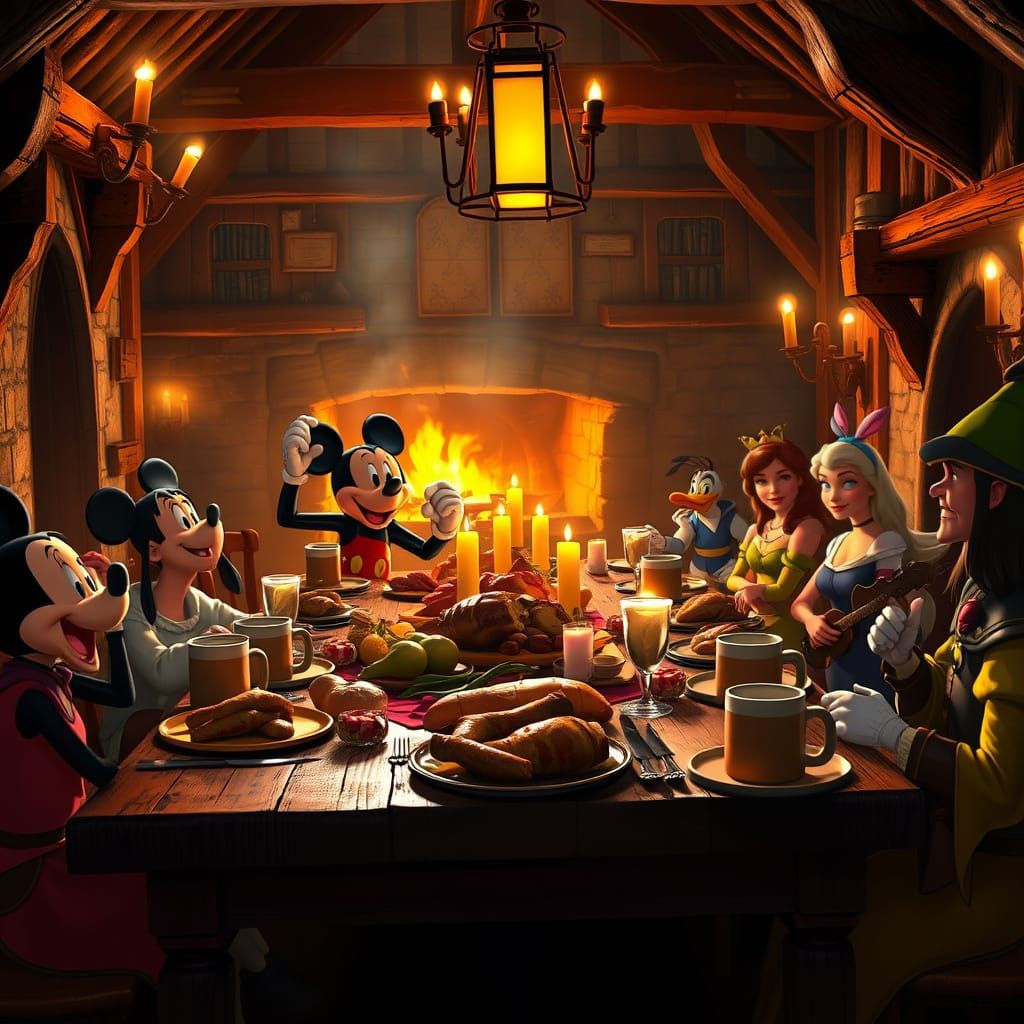 Disney Characters Feast in Tudor Tavern