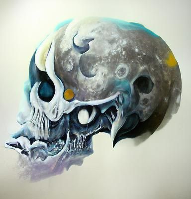 Skull Silhouetted by a Full Moon
