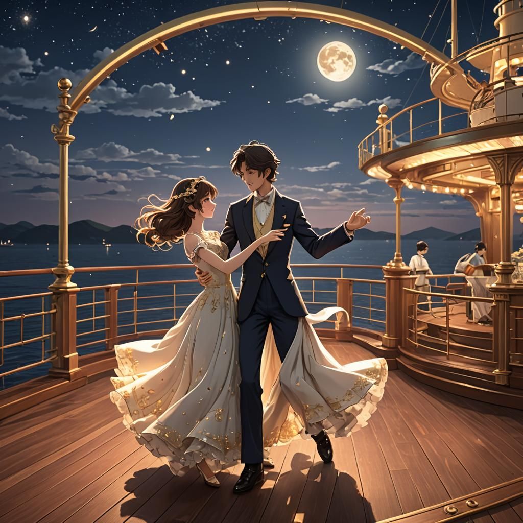 Romantic Waltz Scene in 3D Anime Art