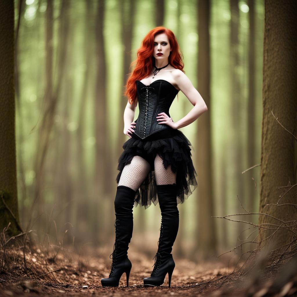 Gothic Redhead in Forest: Professional Photography