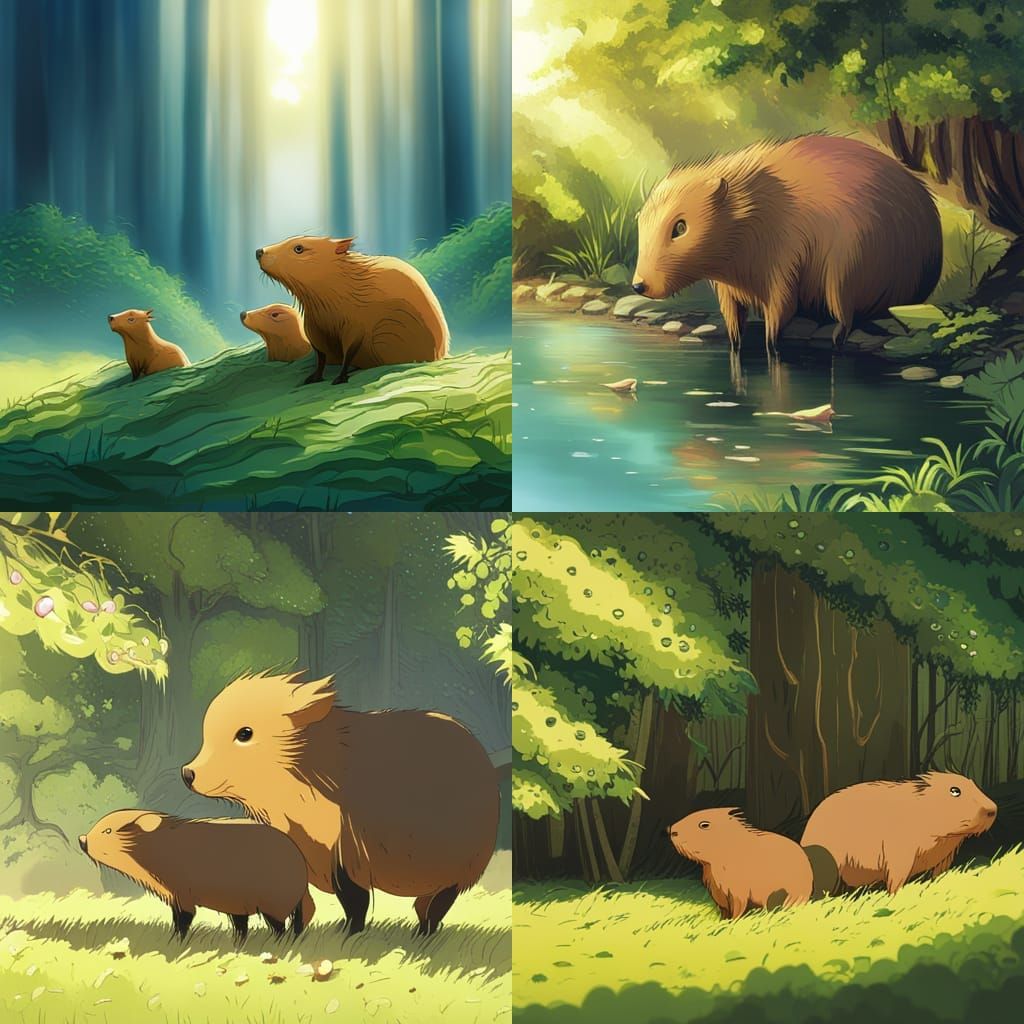 Capybara in Studio Ghibli Anime Style
