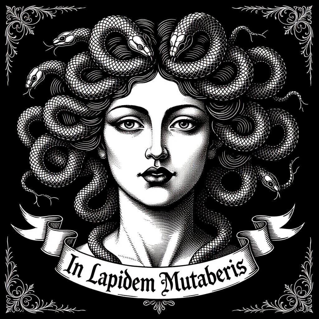 Medusa Head in Albrecht Dürer and Gustave Doré Style
