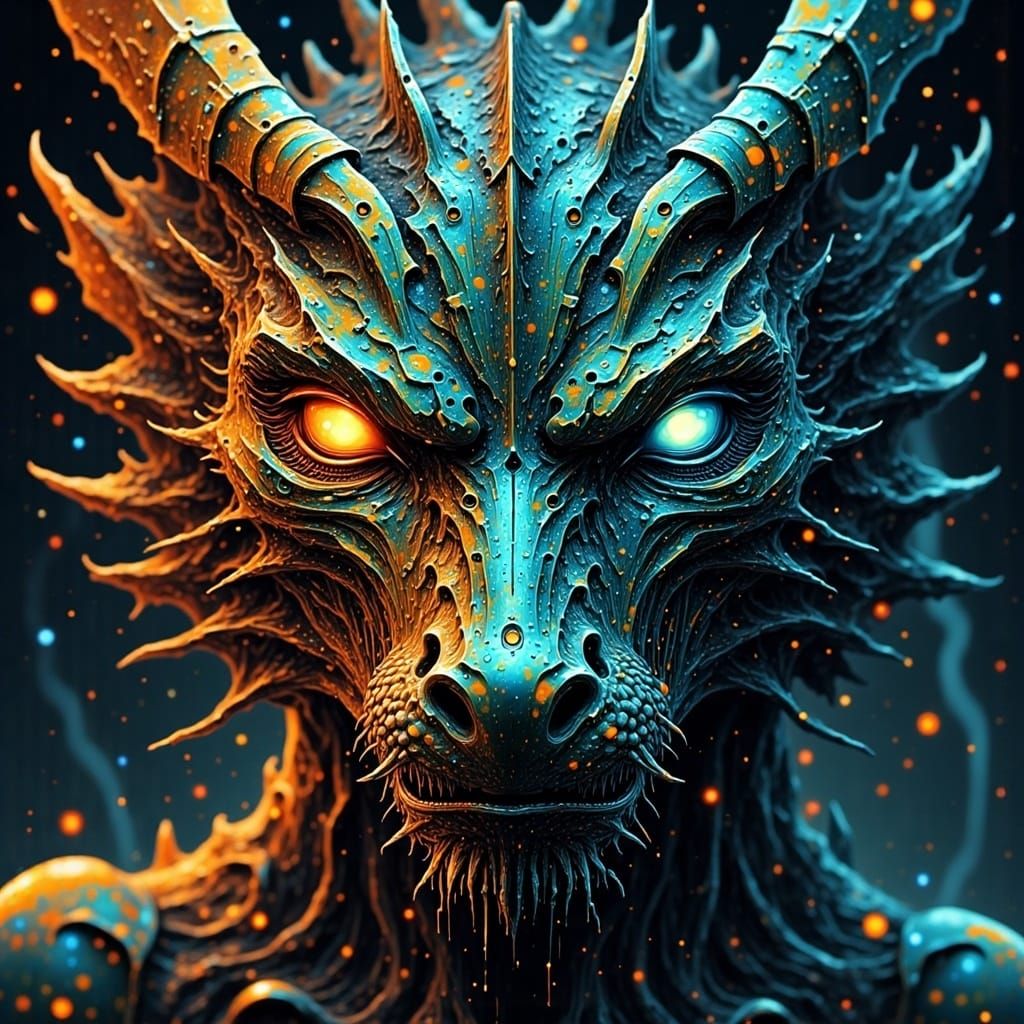 Cybernetic Dragon Face Close-Up
