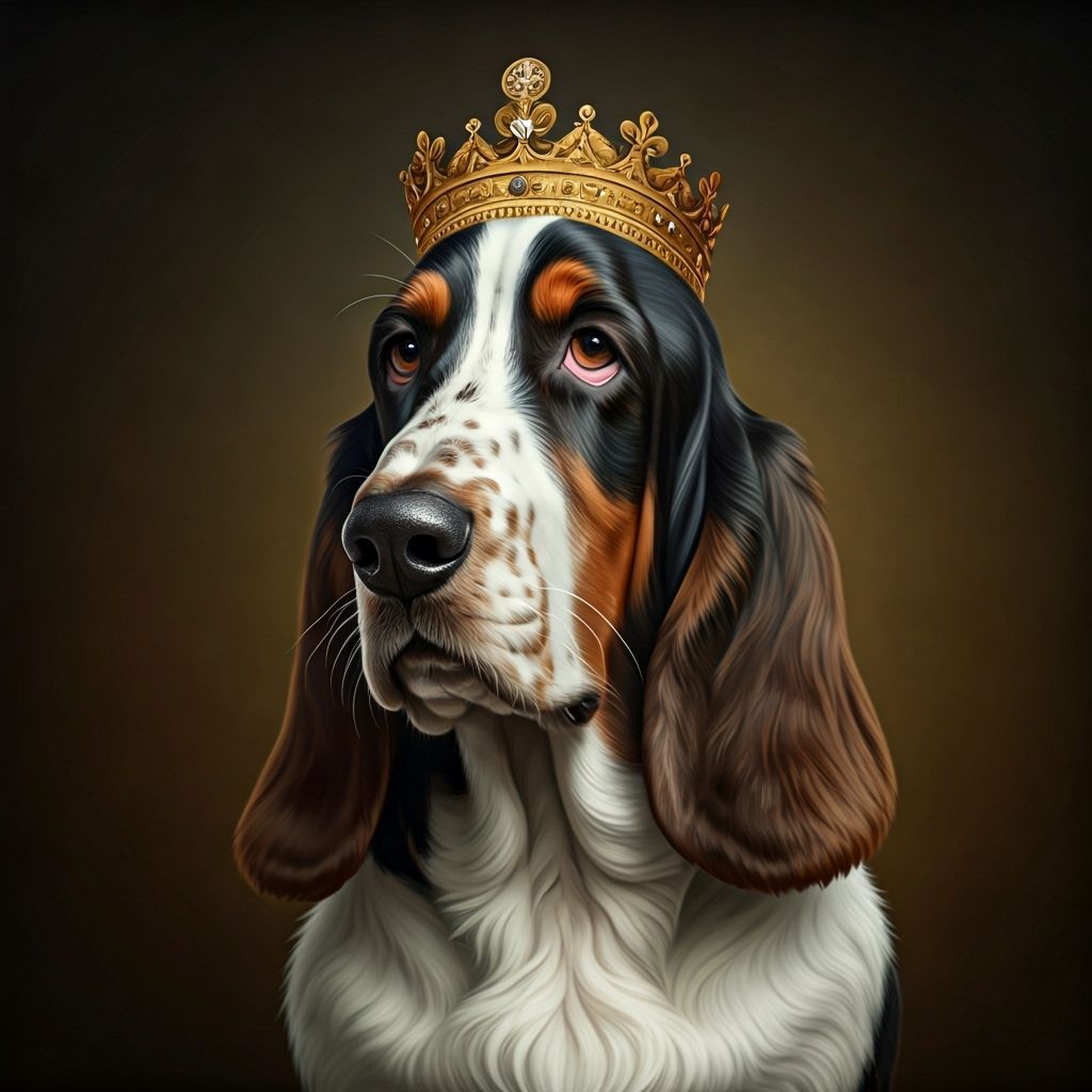 Regal Basset Hound in Royal Portrait
