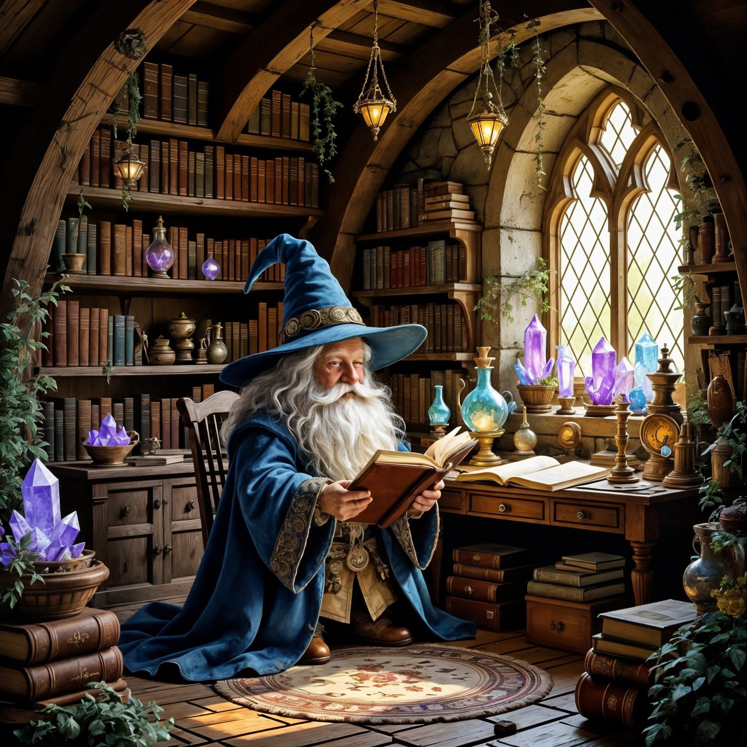 Charming Wizard's Lair Illustration in Brambley Hedge Style